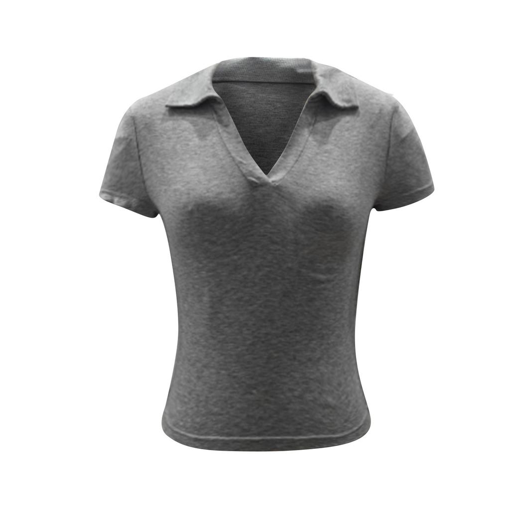 Damen Casual Slim Fit Stricktop mit offenem Nabel und kurzen Ärmeln
