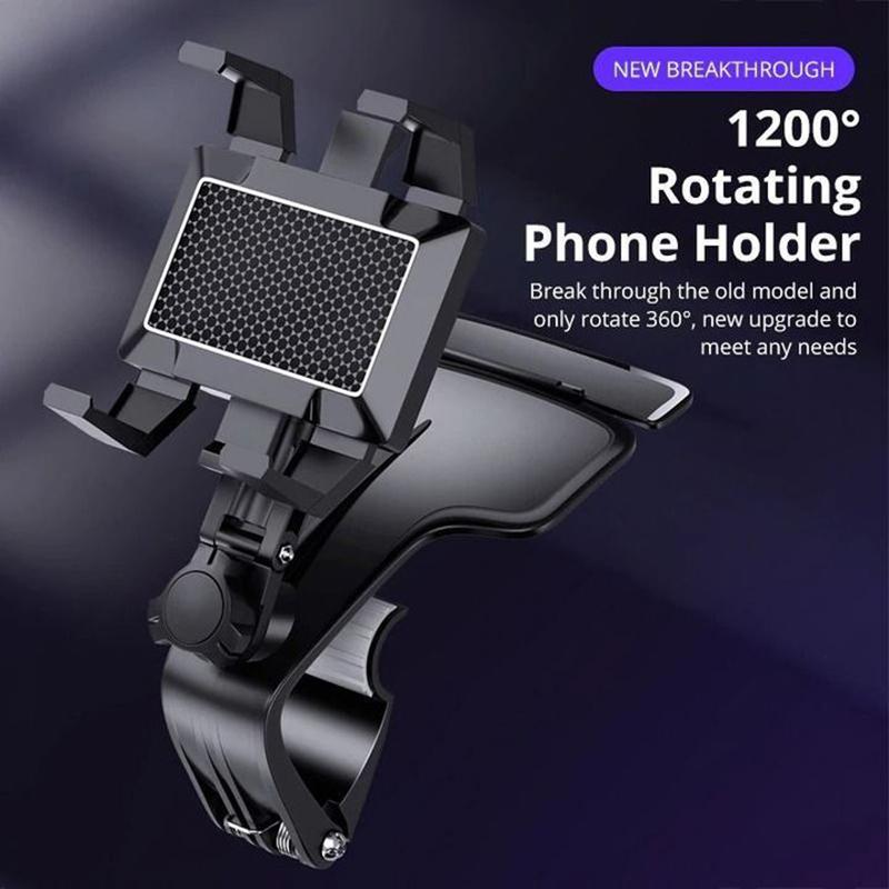 Car Phone Holder Universal 1200Degrees Rotation Car Phone Holder HUD Dashboard Clip Mount Stand For iPhone Xiaomi Huawei Samsung