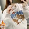 Womens Winter Fleece Sweatshirt Cute Bear Loose Fit Warm Pullover Casual Wear