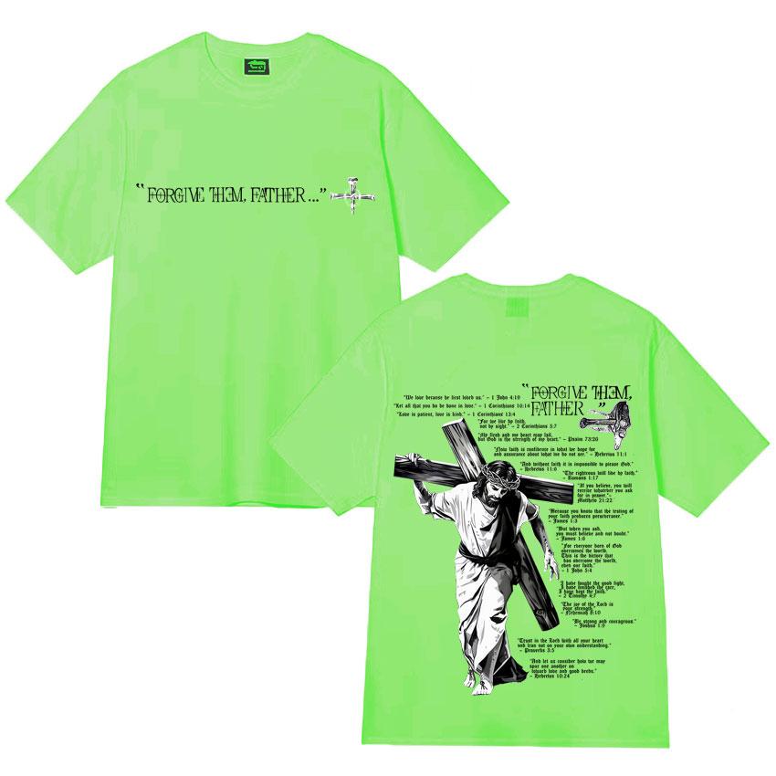 

Father Bible Jesus Forgive Them Graphics Tshirt Mens Clothing Cotton Casual Oversized High Quality T Shirt Streetwear Loose Tee 4XL