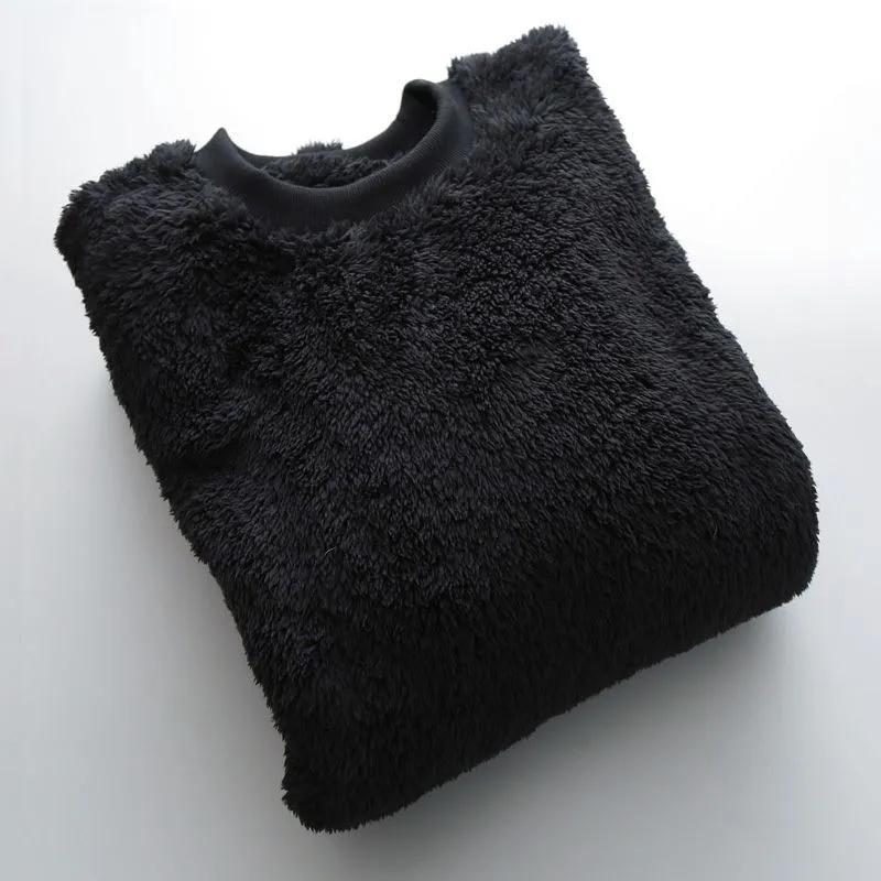 Herren-Sweatshirt mit Fleece-Futter für Herbst/Winter: Dickes, locker sitzendes, einfaches Oberteil mit Rundhalsausschnitt, warm M black