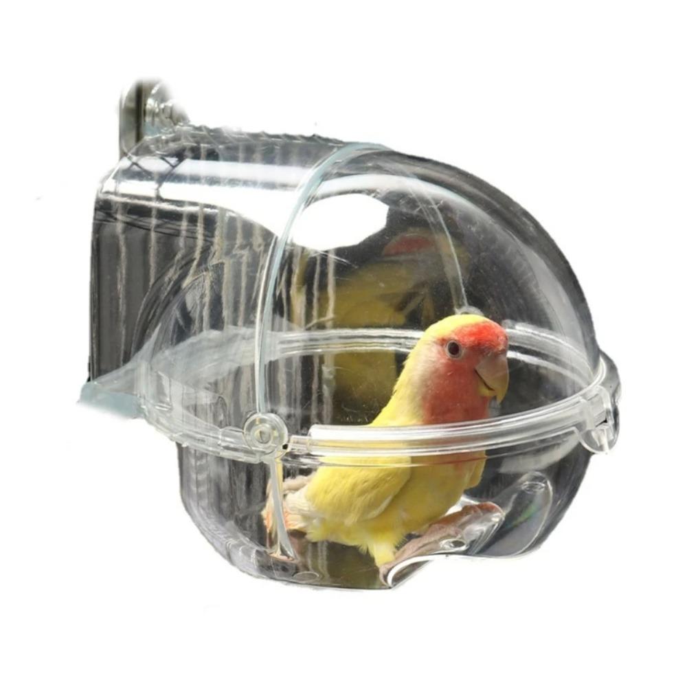 Transparenter Vogelbadkäfig zum Aufhängen, durchsichtige Badezuberbox, Duschbox, Papageienbadewanne, Garten