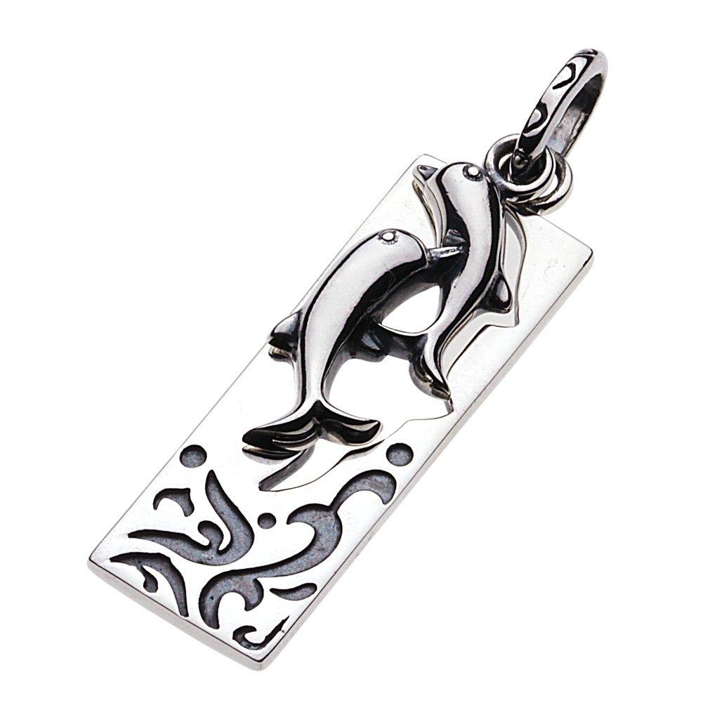 

Twin Dolphin Plate Pendant Silver p0227 [Cenote] [925 Accessories]