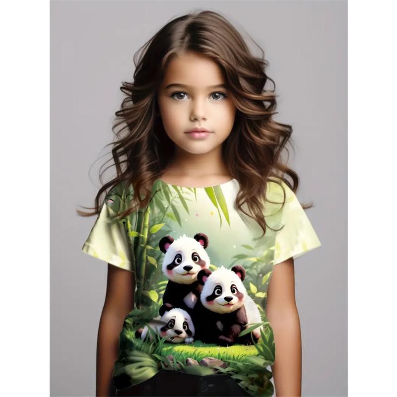 3d Printed T Shirt Girls T-Shirts 2025 Cartoon Animal Trendy Girl Children Tshirts Casual Baby Clothes Top Tee Summer