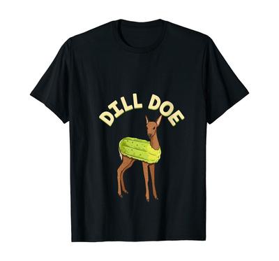 Dill Doe Animal Pun Pickle Dildo Funny Deer T-Shirt Black