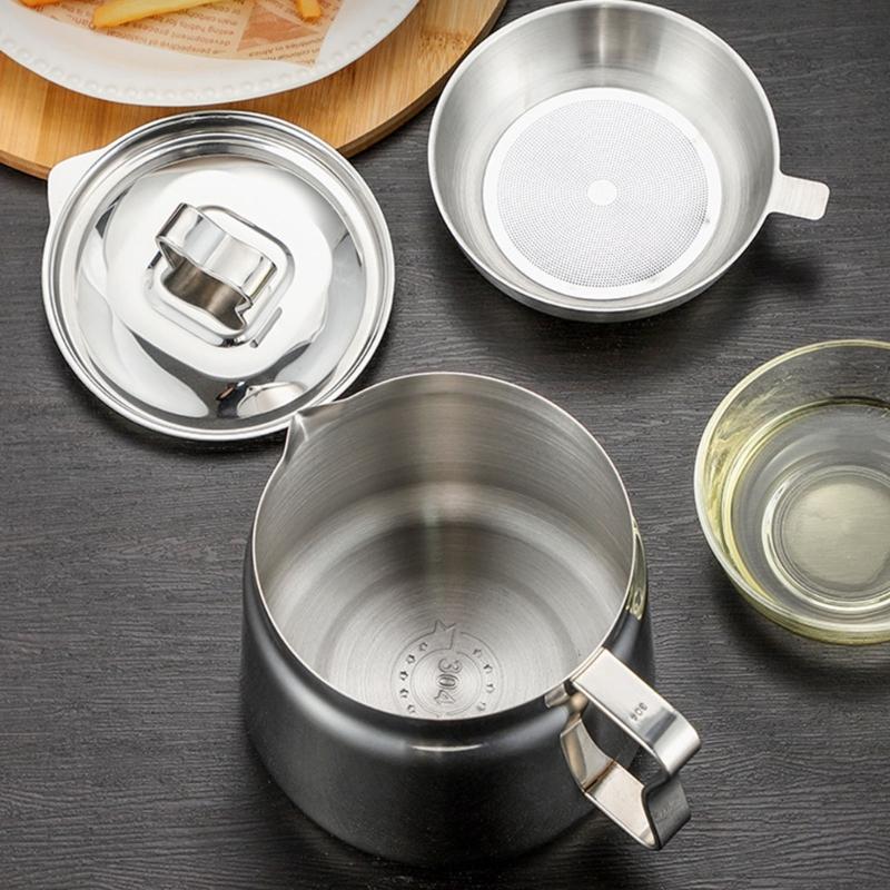 Lebensmittelechte Öl-Abtropfkanne Mit Abnehmbarem Deckel Und Frittierkorb Langlebiges Küchenwerkzeug Für Zuhause Restaurant