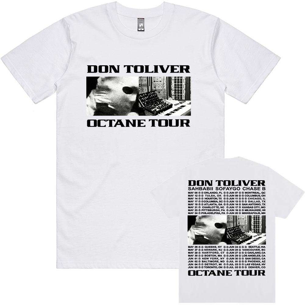 

DON TOLIVER OCTANE TOUR 2026 Футболка с круглым вырезом с коротким рукавом Свободная мужская футболка Унисекс Уличная одежда Певец Графический принт Футболки Мерч XS