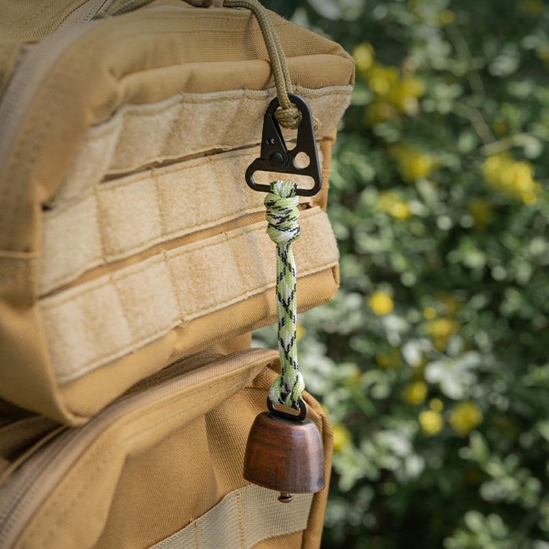 4Pcs Outdoor Bear Bell For Hiking Camping Loud Cast Iron Cowbell With Braided Lanyard Anti-Lost Keychain For Backpacking Walk