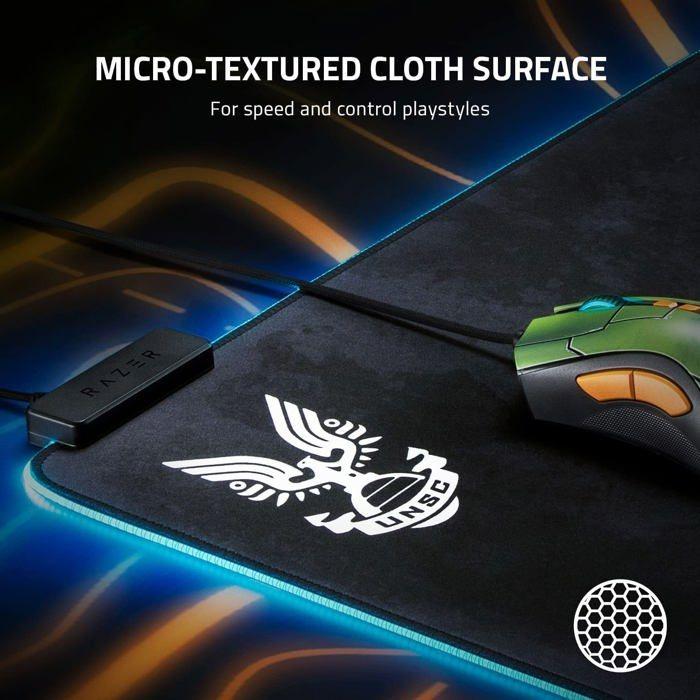 Tapis de souris - razer - goliathus extended chroma - halo infinite - rgb personnalisable - surface optimisée