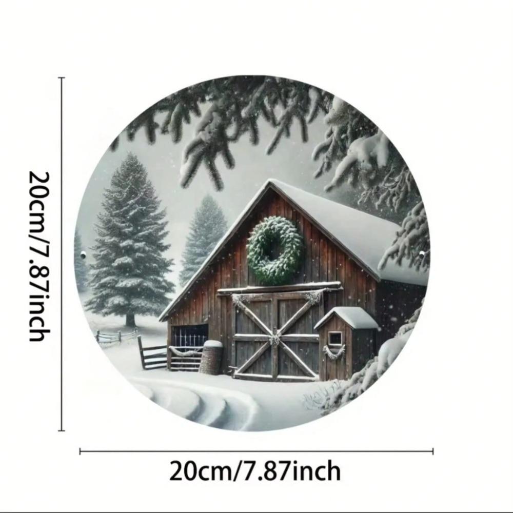 Round Metal Wall Decor Rustic Winter Barn Art Bar Cafe Club