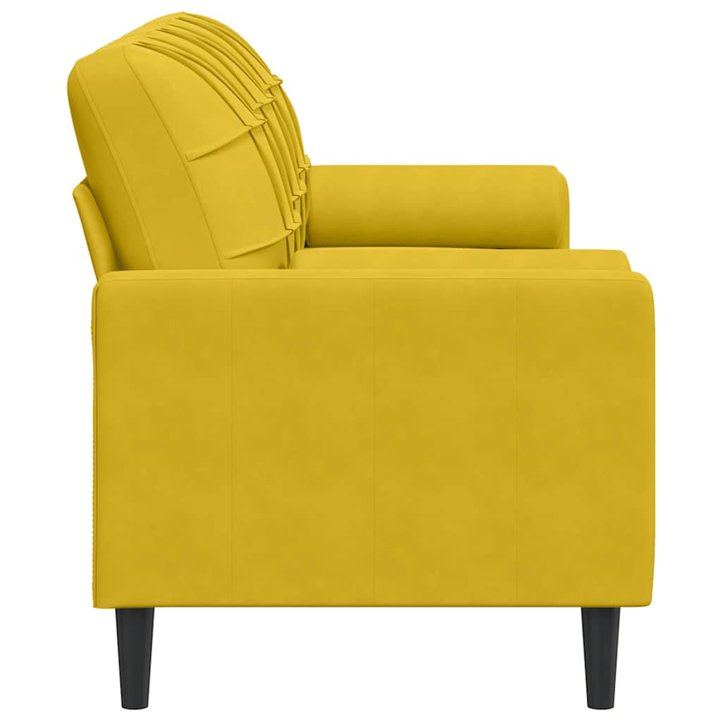 3 Seater Sofa with Decorative Cushions Yellow 180 Cm Velvet