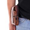 Borsa a tracolla per telefono in vera pelle, Custodia da cintura per telefono da uomo, Marsupio multi-tasca con cerniera, Portacarte, Portafoglio EDC da viaggio a mani libere