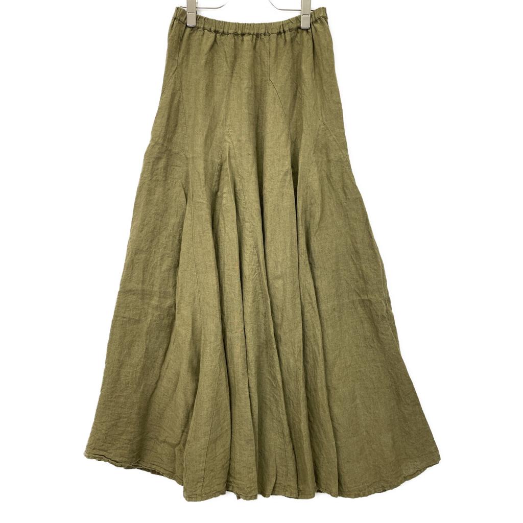Maison De Vacances Khaki 100% Linen Long Skirt Skirt Not Written khakiUsed