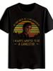 T-shirt Graphic with "Far Back As I Can Remember" Gangster Text & Sunset Pine Tree Design - Black Casual Short Sleeve Round Neck Summer Tee