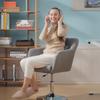 Swivel Chair Height Adjustable Office Chair Linen Like Polyester Metal 60 X 60 X 79 91 Cm Gray