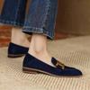 Vintage Slip On Loafers 2025 New Spring Autumn Women Metal Decoration Round Toe Flat Shoes Comfortable Ladies Shoes Female Shoes