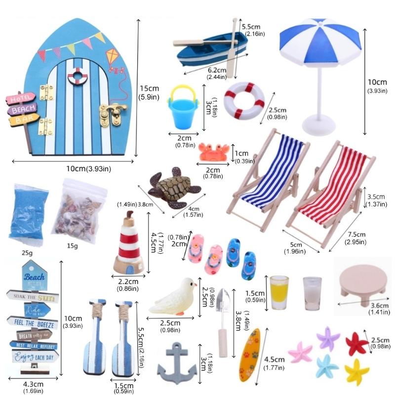 Creative Beach Scene Display Set with Accessories For Doll House Enthusiasts Microlandscape Beach Seashore Scene Setting