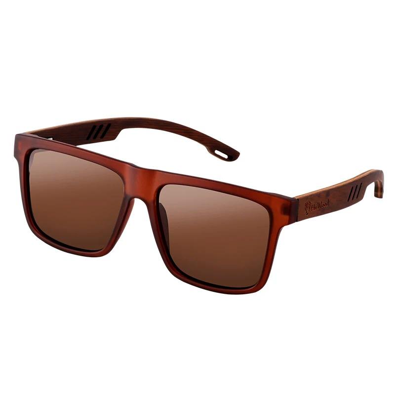 HU WOOD Men Women Sunglasses Polarized Square Sun Glasses Wooden Driving oculos2
