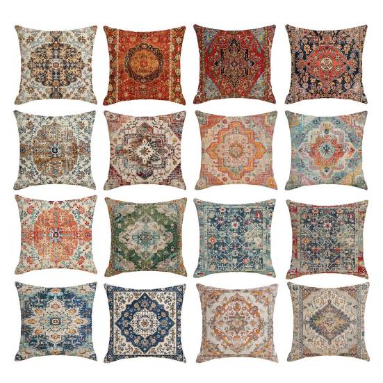 Boho Throw Pillow Covers, 18 x 18 Inch Bohemia Ethnic Style Cushion Case, Decorative Pillowcase for Sofa Couch