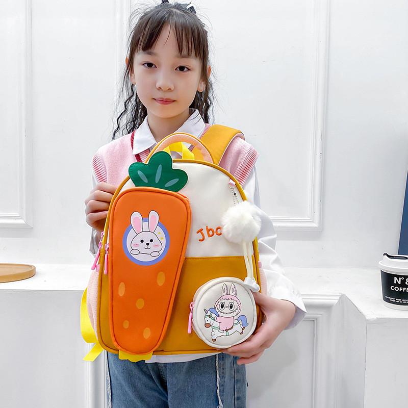 Carrot Cartoon Eyecatching Backpack For Young Children Made Of Quality Material Canvas