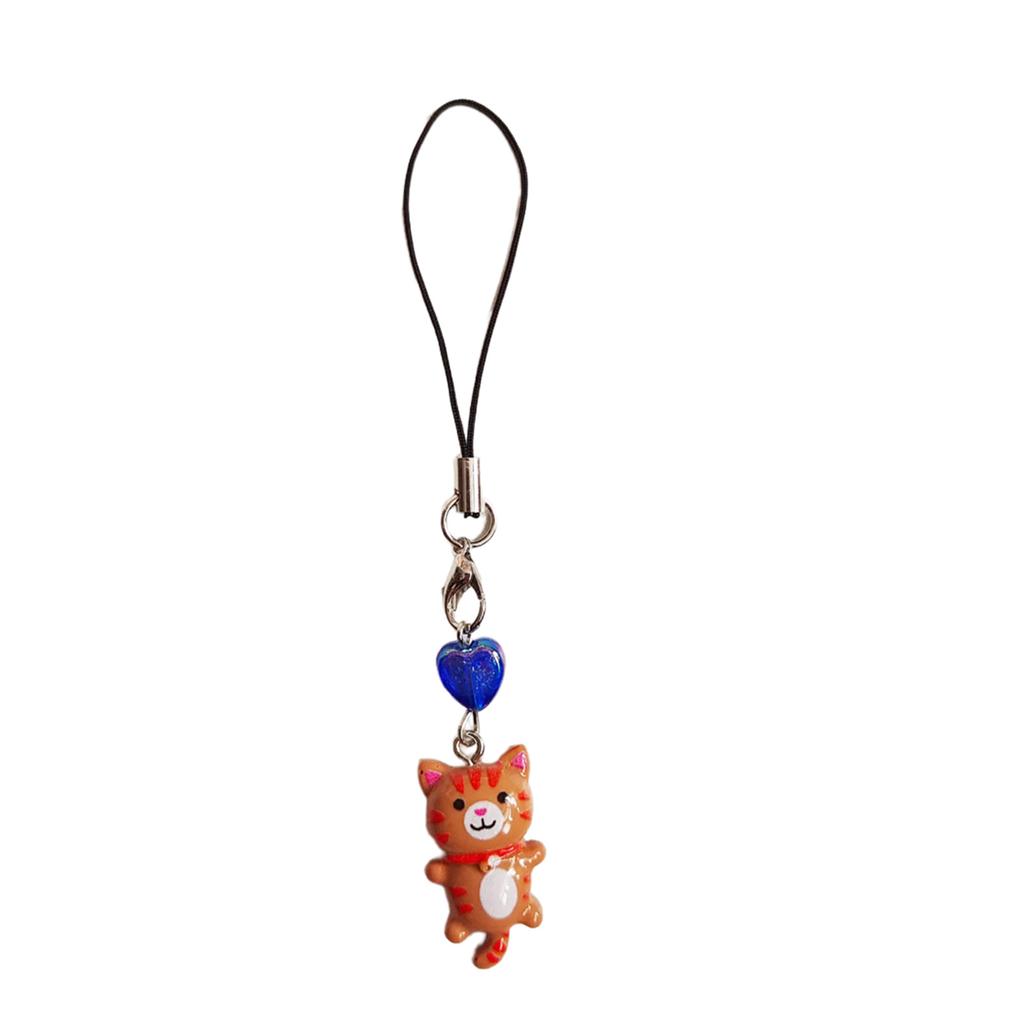 Phone Charm Keychain Heart Cat Phone Strap Lanyard for Women Girls Bag Backpack Ornament Car Key Holder Jewelry Gift