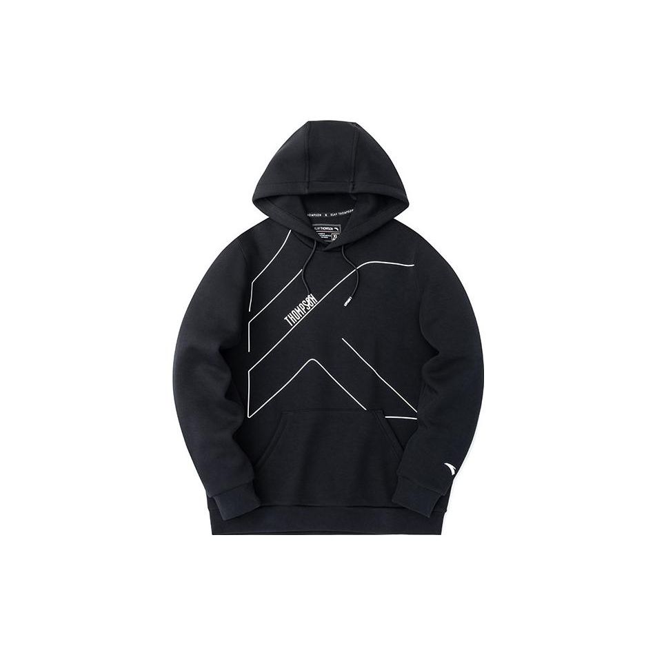 Anta Klay Thompson KT Series Basic Black Men s Line Printed Hooded Sports Sweatshirt 152311767-4 L