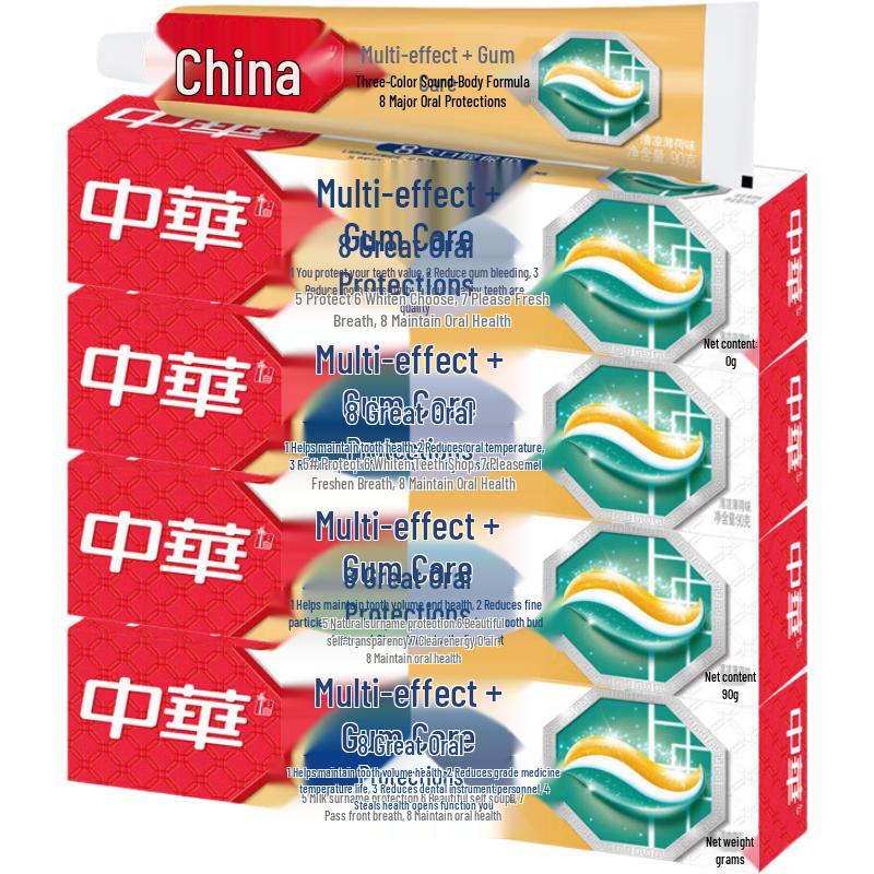 Zhonghua Multi-Effect Gum Care Toothpaste, Cool Mint Flavor, 90g (4-Pack)