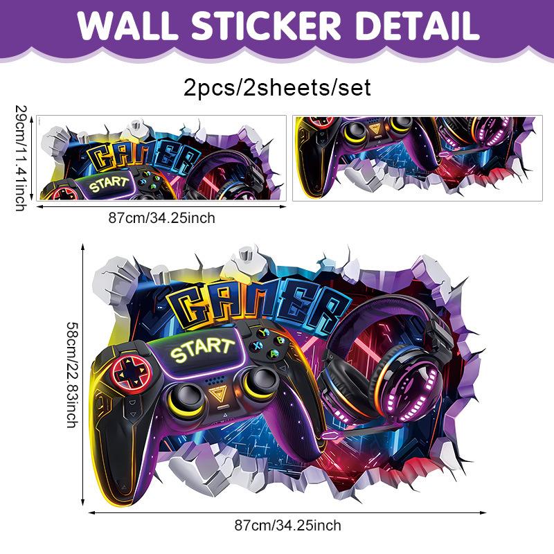 3D Gaming Wall Sticker Self-Adhesive Game Room Decor Gamer Bedroom Wall Decal