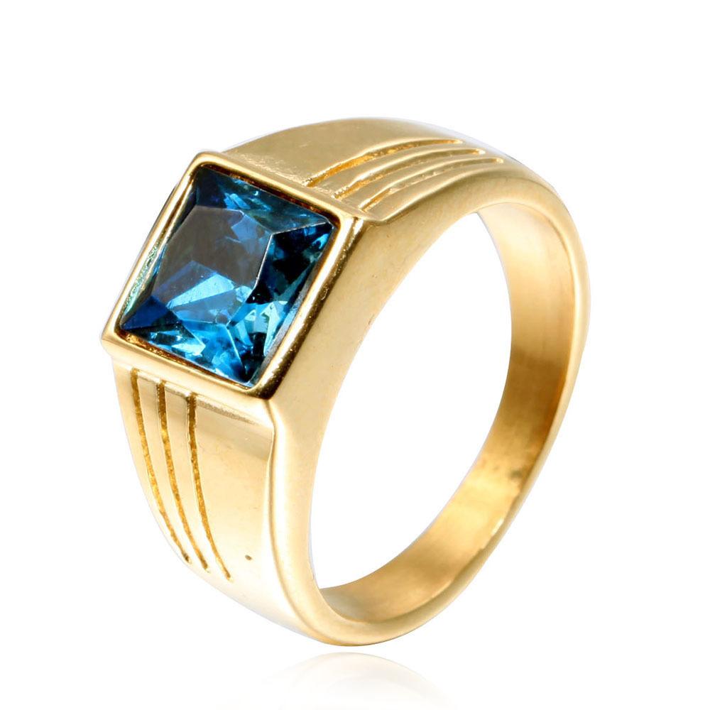 Multi Color Stone Rings for Men Women Hip Hop Punk High Quality Stainless Steel Ring Charm Party Jewelry Gift