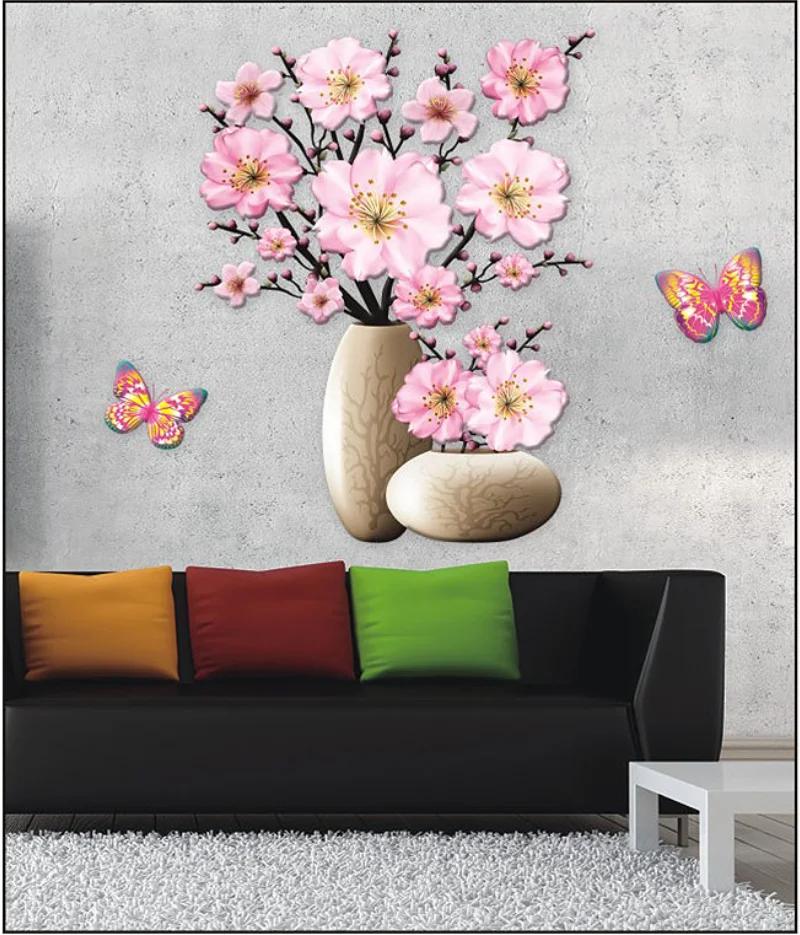 Refrigerator Sticker 3D Stereo Vase Wall Sticker Self-adhesive Wall Painting Bedroom Living Room Background Wall Decoration