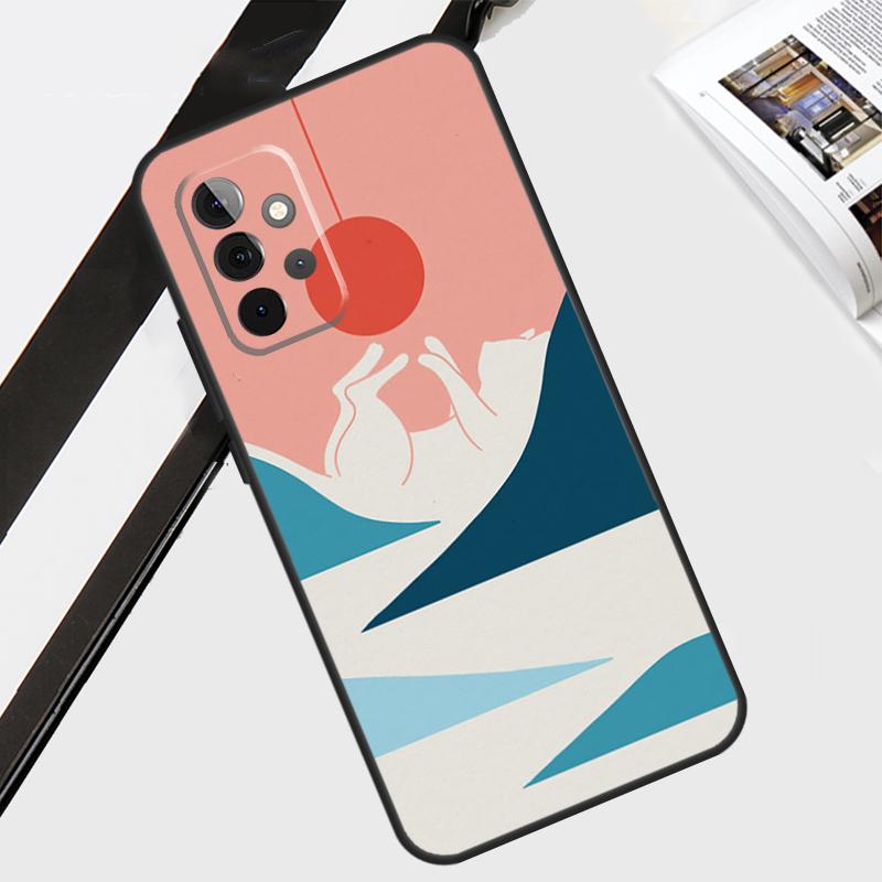Abstract Cat Mount Fuji Japan Landscape For Samsung Galaxy A34 A54 A14 A71 A51 A13 A23 A33 A53 A73 A12 A22 A52 A32 Phone Case