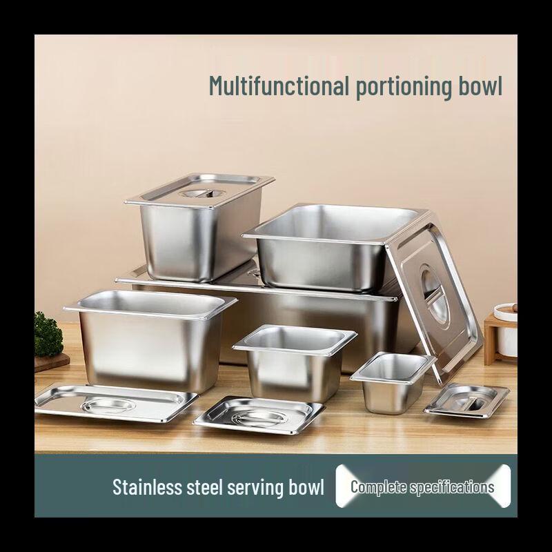 NHZHIW Rectangular Stainless Steel Food Pan with Lid