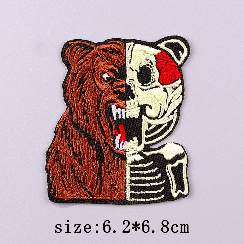 Punk Skull Embroidery Patch Iron On Patches For Clothing Hip Hop Embroidered Patches On Clothes Fusible Patch For Clothes Badges