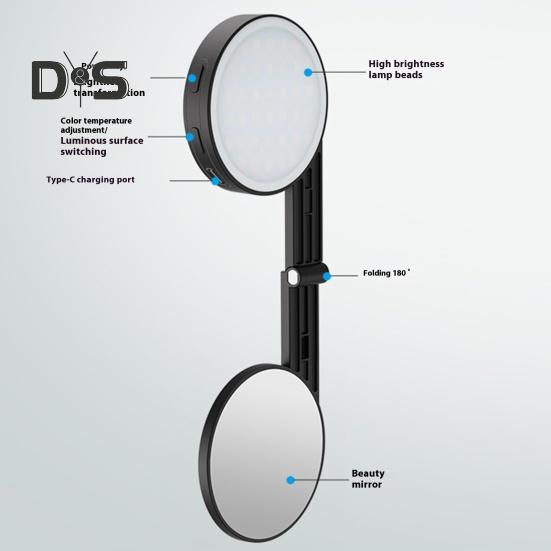 Magnetické doplňkové světlo se zrcátkem 3 režimy osvětlení Stmívatelné Kompaktní design LED selfie světlo Dobíjecí světlo pro videokonference