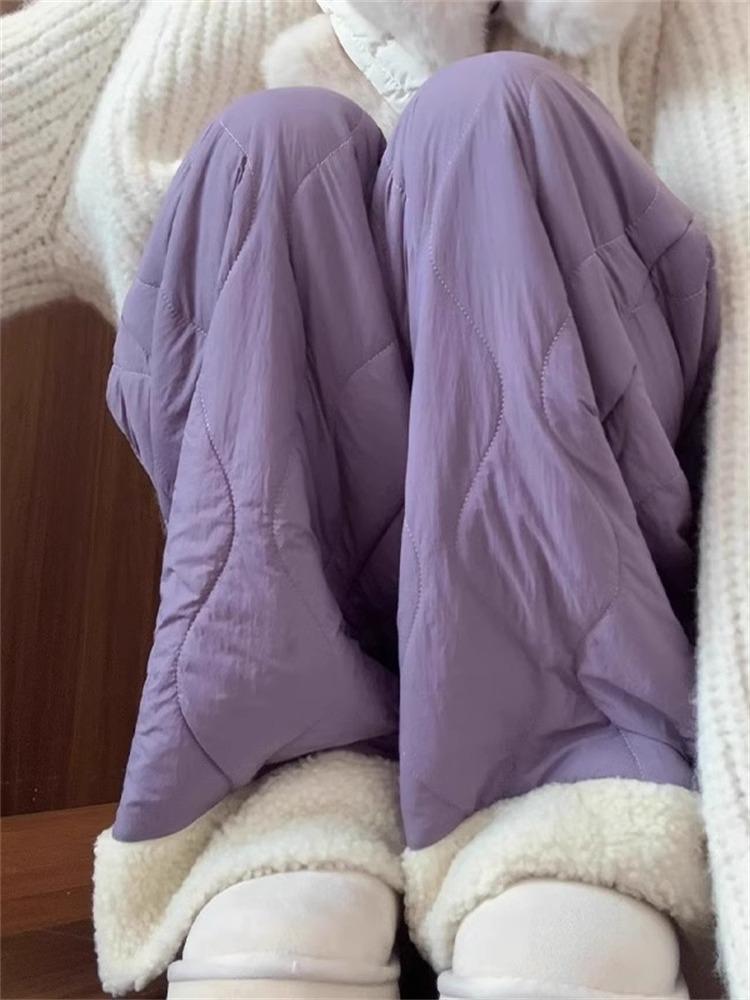 

Унисекс Осенне-зимние розовые хлопковые брюки на флисовой подкладке - Теплые, повседневные, широкие для мужчин и женщин M