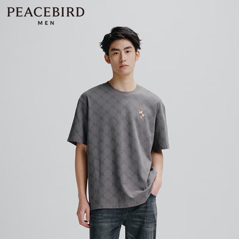 PEACEBIRD Men s Embroidered All-Over Print Loose-Fit T-Shirt XL
