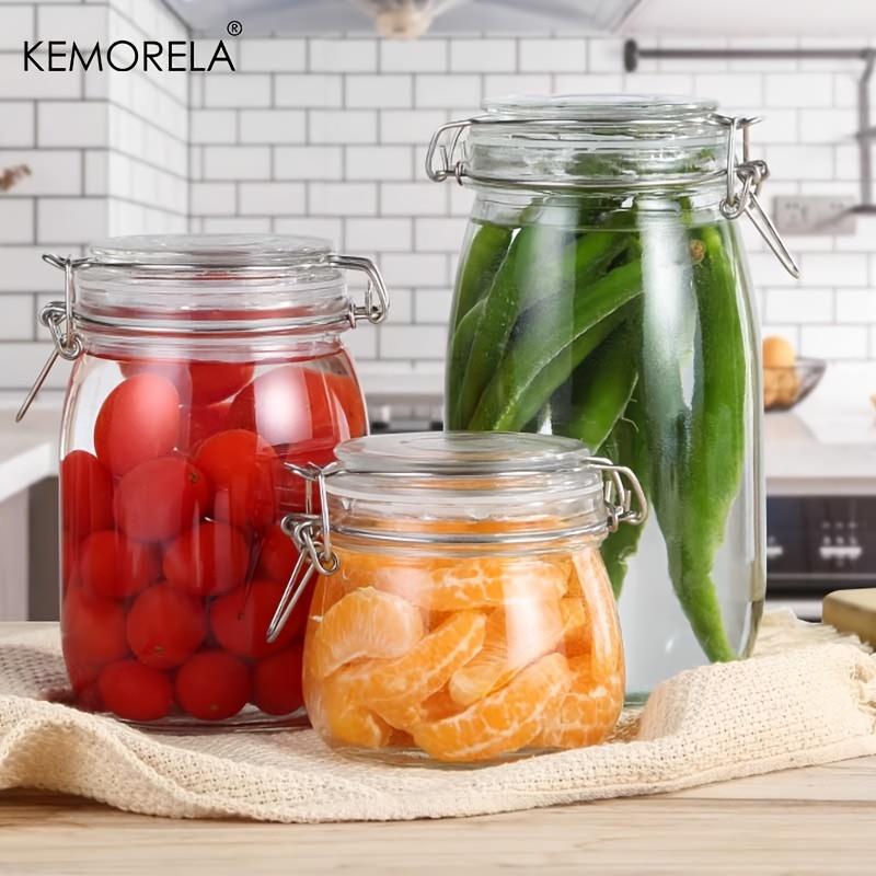 1PCS Borosilicate Glass Storage Jar with Airtight Locking Lid - BPA-Free Dishwasher Safe Ideal for Coffee Beans Fruits Nuts