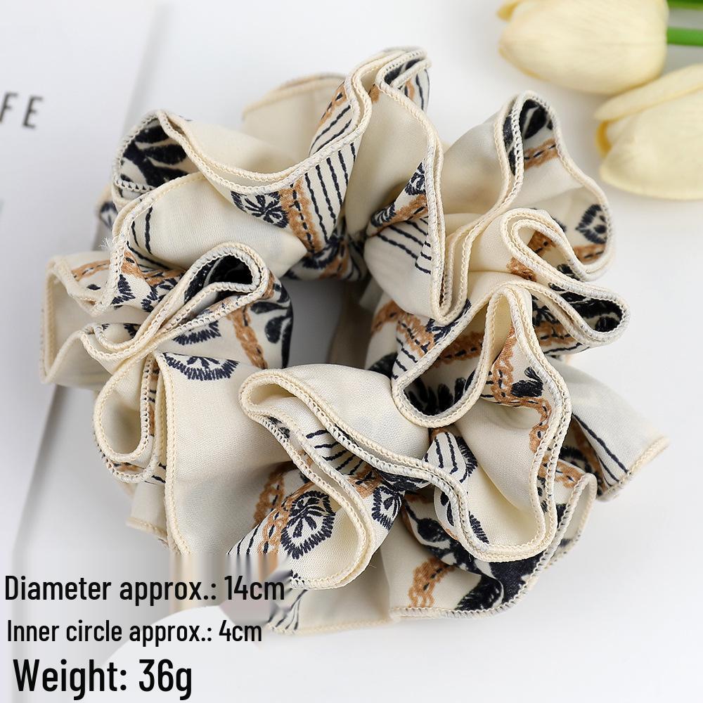 High-End Satin Print Women's Headband: Four-Layer Versatile Large Scrunchie Hair Tie