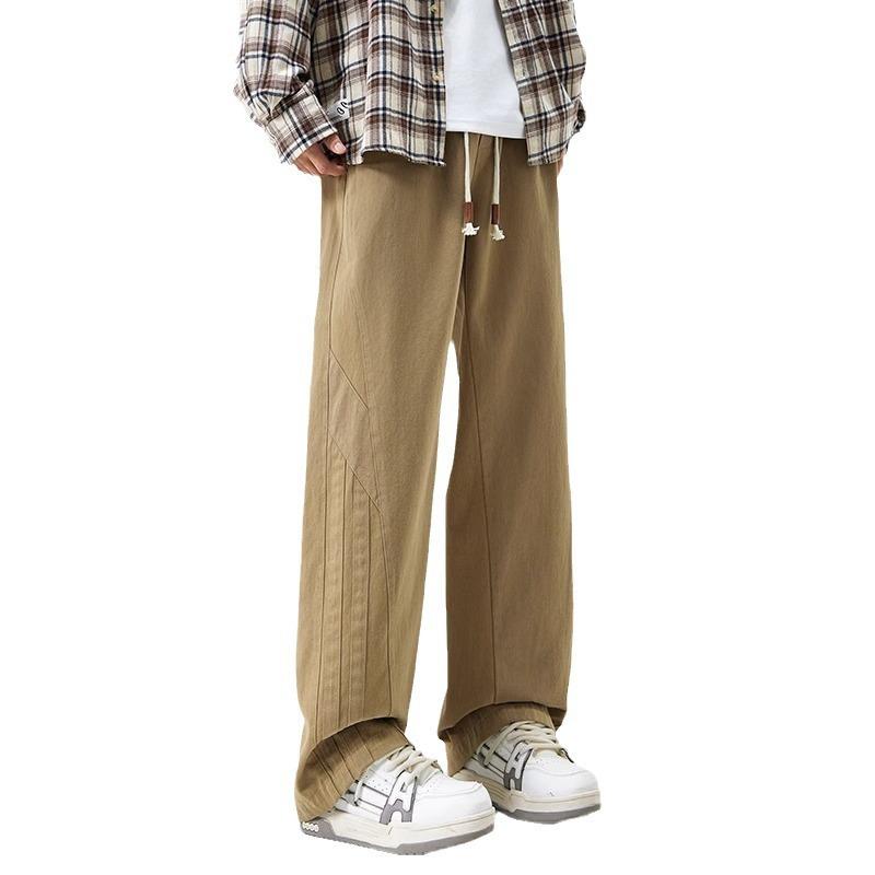 American trendy casual pants men's loose straight khaki overalls spring and autumn drape wide-leg trousers