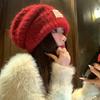 Autumn and Winter Hats Women's Big Head Circumference Knitted Hats Fashionable Versatile Wool Hats Fleece Ear Protectors Warm Cold Hats