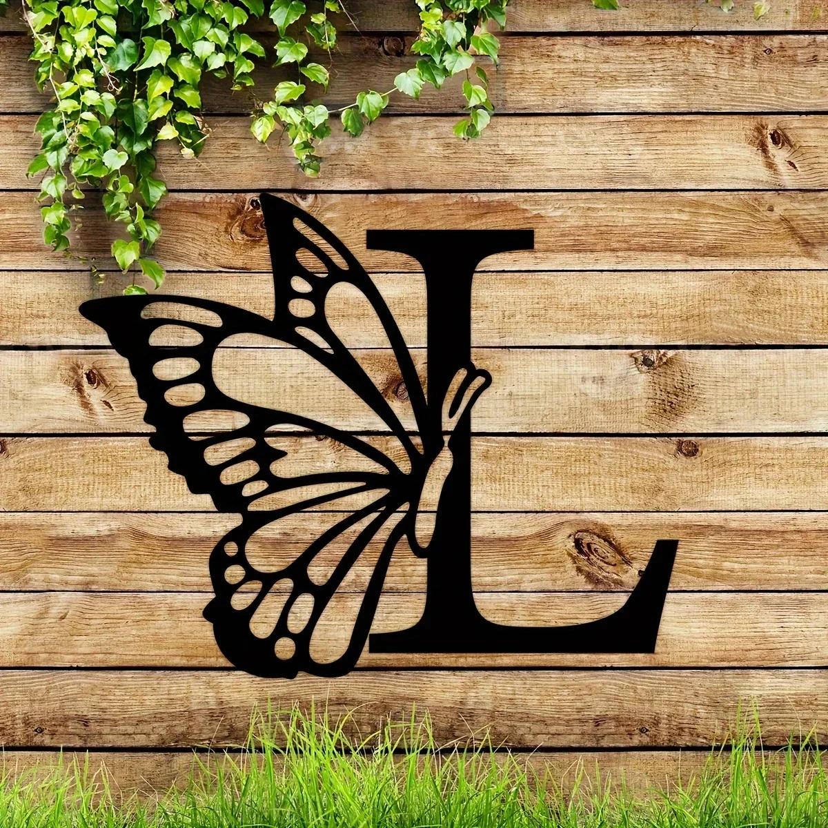 1 шт. Металлический знак с монограммой в виде бабочки - все буквы. Металлические — фото 17