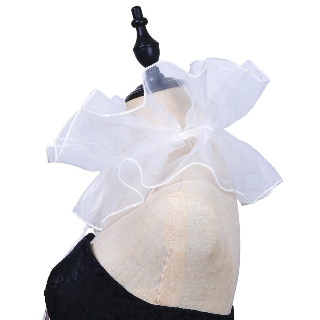 Victorian Ruffled Collar Wrist Cuffs Cosplay Girls Blouse Collar Lapel Shawl Decorative Lapel for Lady Medieval Cosplay