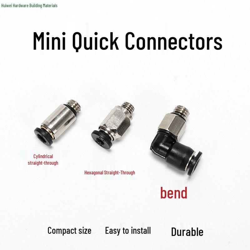 Pneumatic Mini Push-in Connector Set: PC4/6-M5, POC3-M5/4-M6, PL4-M3 Elbow