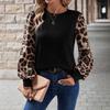 Women S Long Sleeve Crew Neck Leopard Print Loose Fit T Shirt