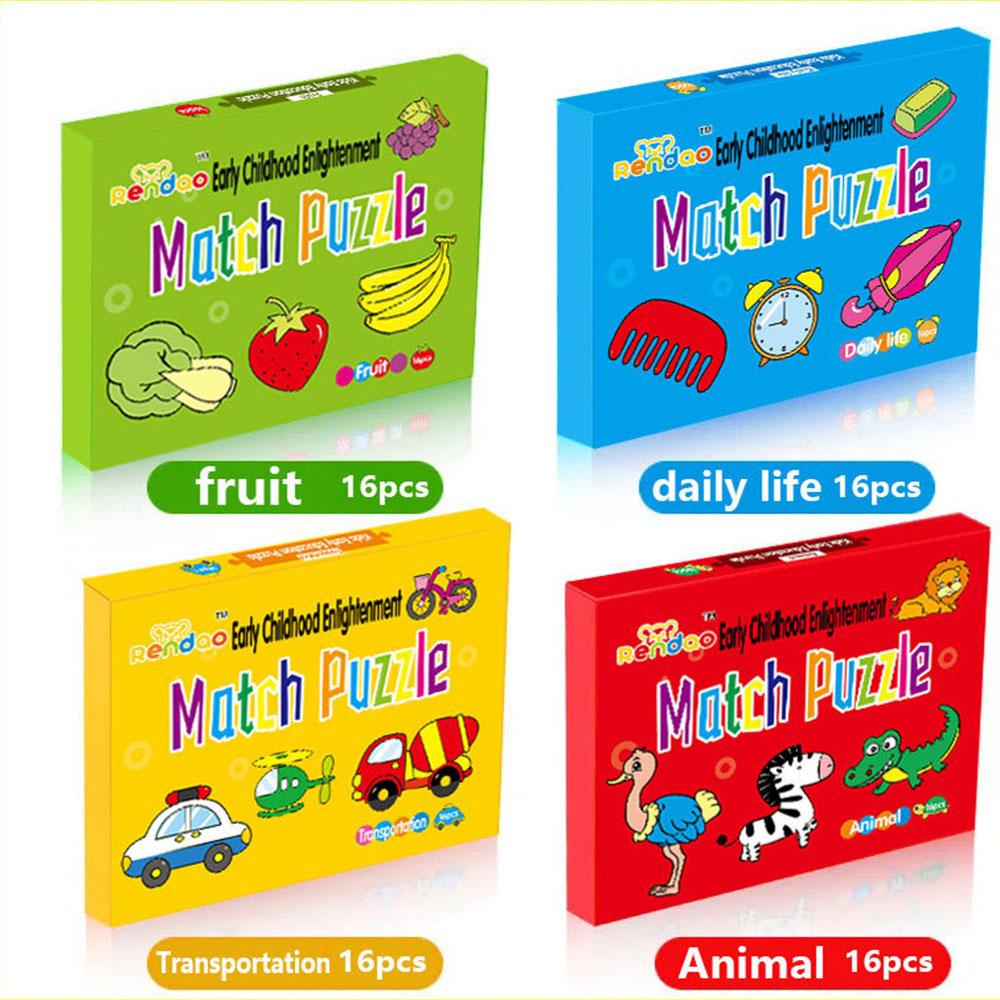 16Pcs Toddler Card Matching Game Cognitive Abilities Truck Fruit Animal Puzzle Kit for 1-3 Year Old Boys Girls Skills Learning