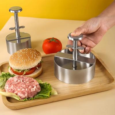 304 Stainless Steel Hamburger Patty Maker Non-Stick Press for Adjustable Thickness Meat Patties Perfect for BBQ and Picnics