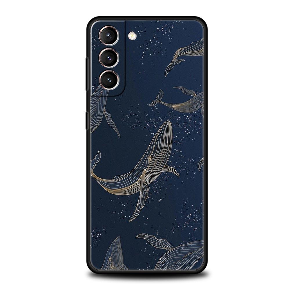 Soft TPU Phone Case For Samsung Galaxy S25 S24 S23 S22 S21 Ultra S20 FE 5G S10 S10E Plus Killer Whale Orca Black Cover Samsung S24