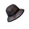 French Elegant Retro Black Hepburn Bell Hat Woven Straw Hat Women'S Summer Shade Resort Beach Fisherman Top Hat