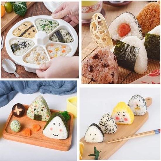 DFsucces Onigiri Shape 6-Hole Triangle Sushi Mold Kit Press Master Non-Stick Easy Convenient Restaurant Home Cooking Kitchen Supplies