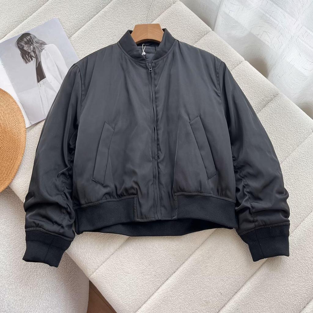 2025 Spring Women's Stand-Up Collar Bomber Jacket